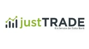 Logo justTrade: Mit einem Depot grüne Kryptowährungen ordern.
