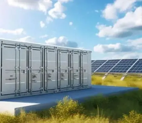 Batteriespeicher vor einer Solaranlage